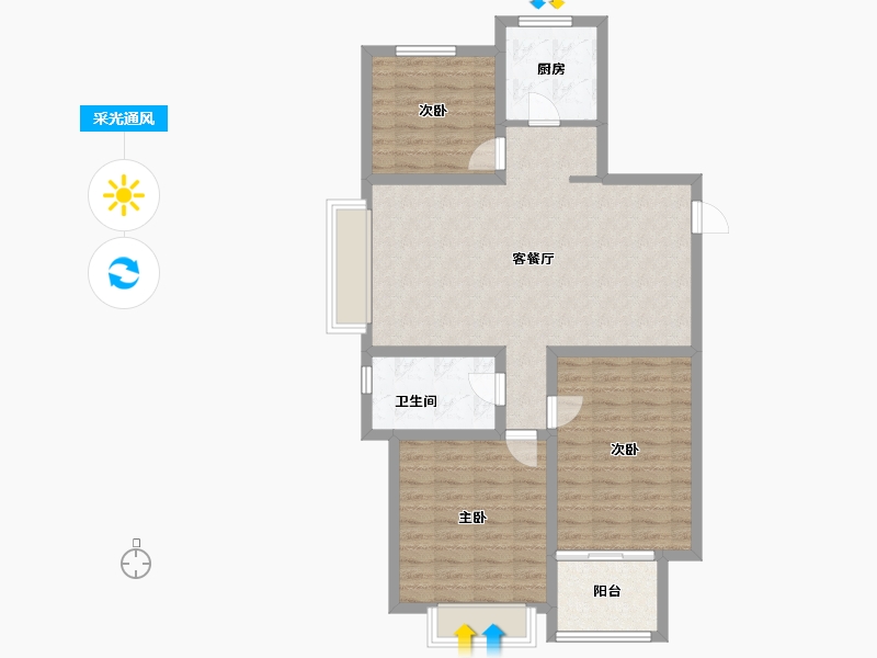 山东省-青岛市-海信观澜住宅-92.00-户型库-采光通风