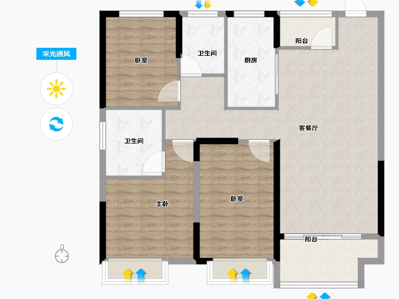 河南省-许昌市-禹州建业春天里-108.00-户型库-采光通风