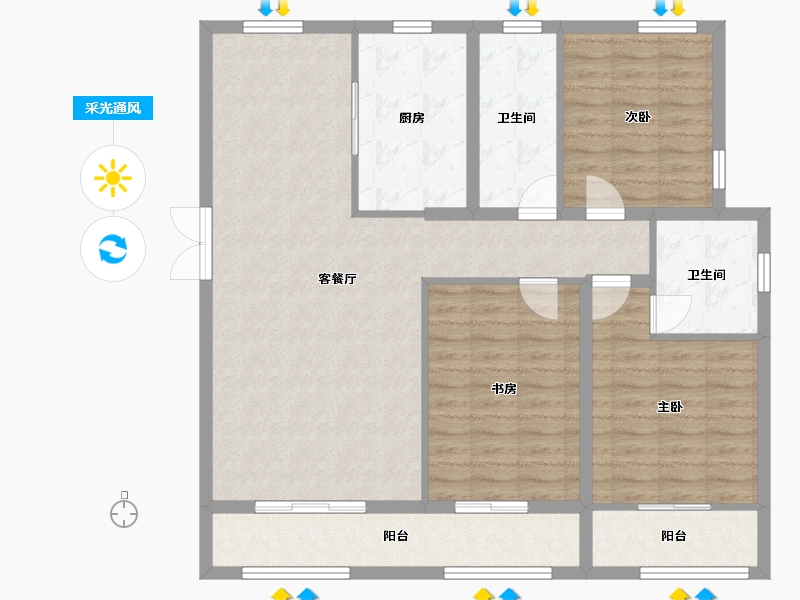 河北省-邢台市-永康上东御府-112.00-户型库-采光通风