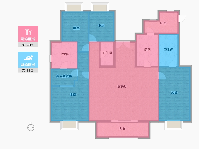 湖北省-武汉市-武汉城建电建汤湖观筑-156.48-户型库-动静分区