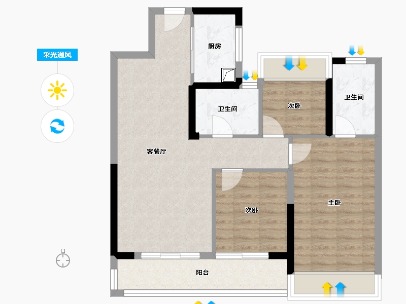 湖北省-武汉市-城投融创国博城-79.20-户型库-采光通风