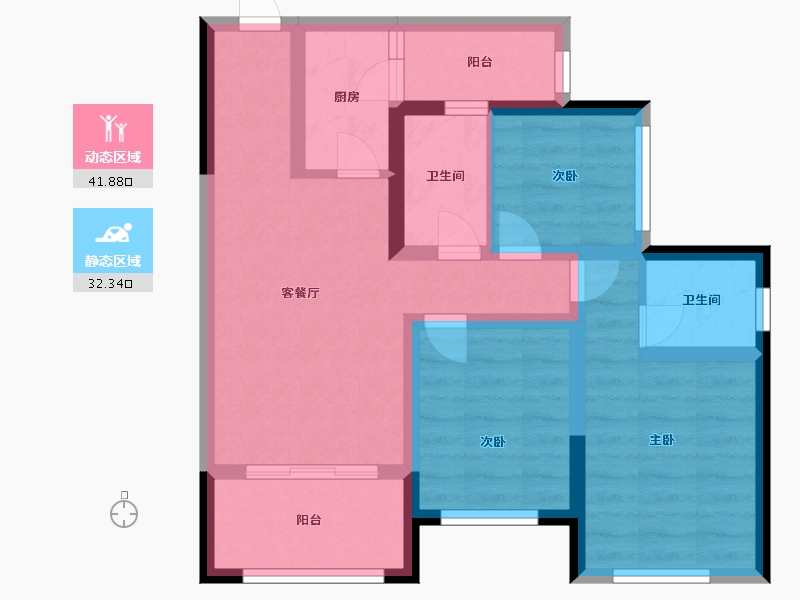 云南省-昆明市-蓝光天娇城-64.00-户型库-动静分区