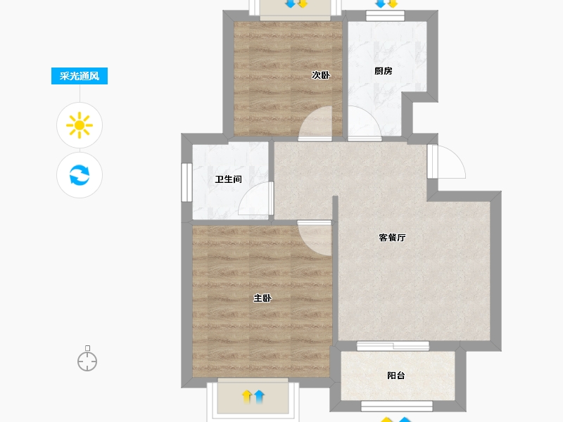 山东省-烟台市-怡海嘉苑-47.58-户型库-采光通风