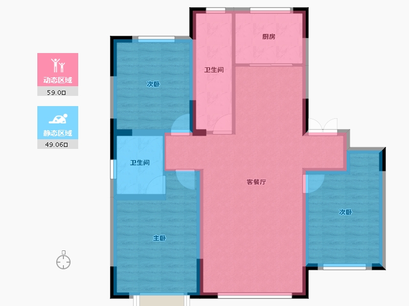 辽宁省-盘锦市-林海景天·林溪苑-97.21-户型库-动静分区