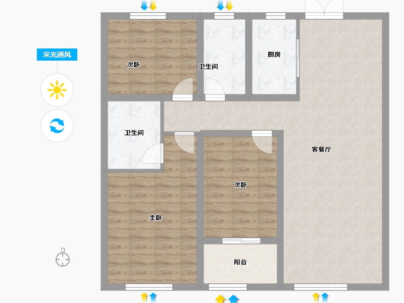 河北省-邢台市-永康上东御府-96.00-户型库-采光通风