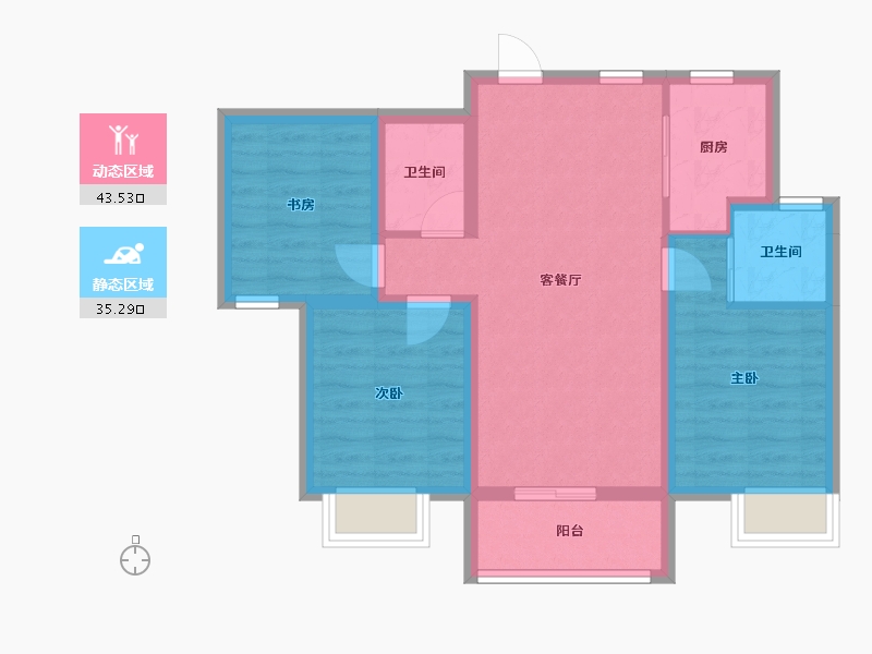 河北省-邢台市-滨河上智家园-69.70-户型库-动静分区