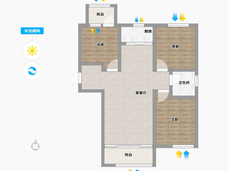 河北省-邢台市-瀚业紫御澜湾-83.20-户型库-采光通风