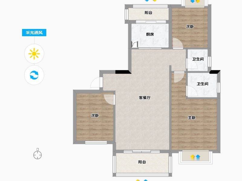 四川省-绵阳市-同立中央23街区-88.11-户型库-采光通风