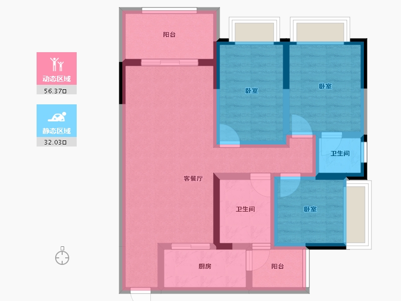 重庆-重庆市-奥园誉峯-77.14-户型库-动静分区