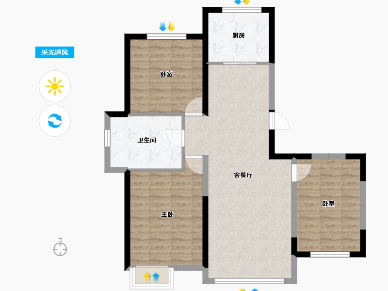 吉林省-通化市-中惠·都市绿洲-85.32-户型库-采光通风