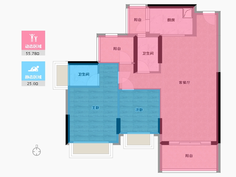 广东省-河源市-坚基美好嘉园-72.66-户型库-动静分区