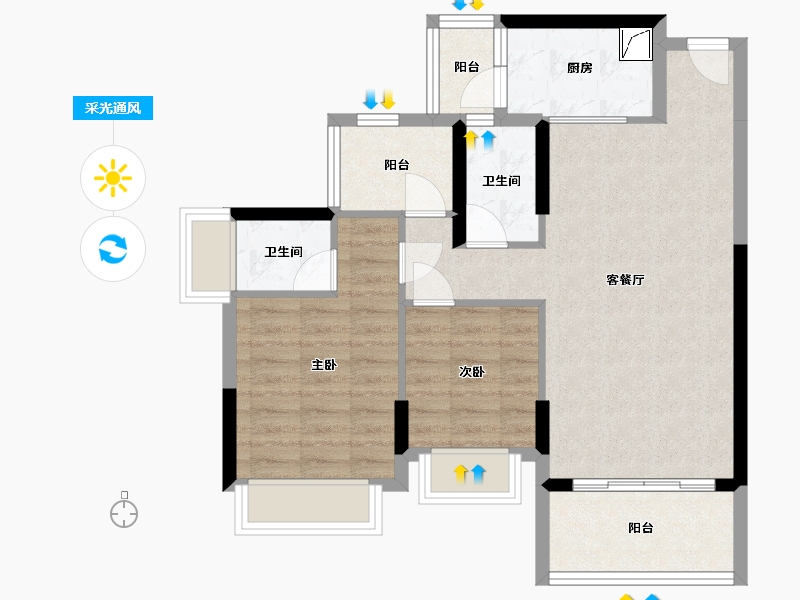 广东省-河源市-坚基美好嘉园-72.66-户型库-采光通风