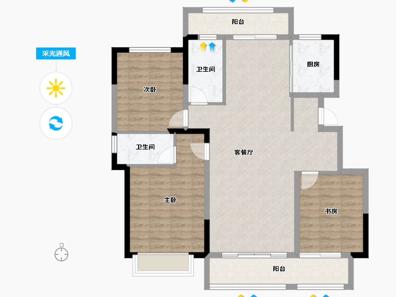 山东省-临沂市-白鹭金岸-104.81-户型库-采光通风