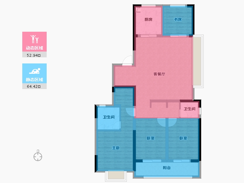 浙江省-杭州市-万科湖印光年府-104.50-户型库-动静分区