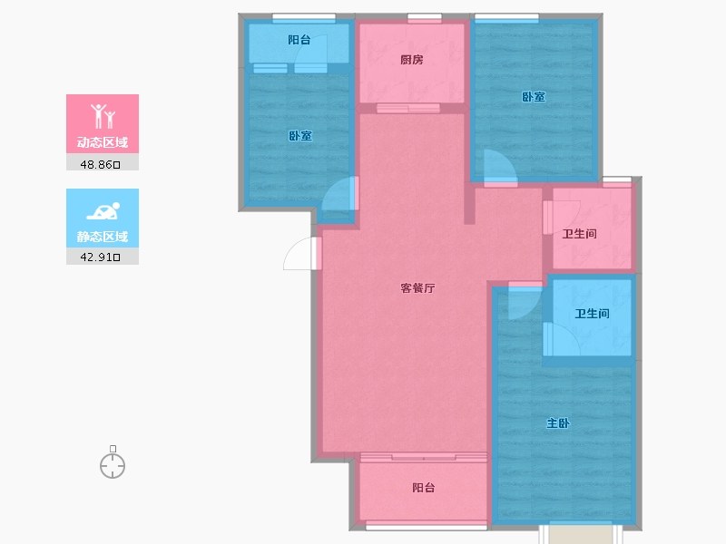 河北省-邢台市-瀚业紫御澜湾-80.72-户型库-动静分区