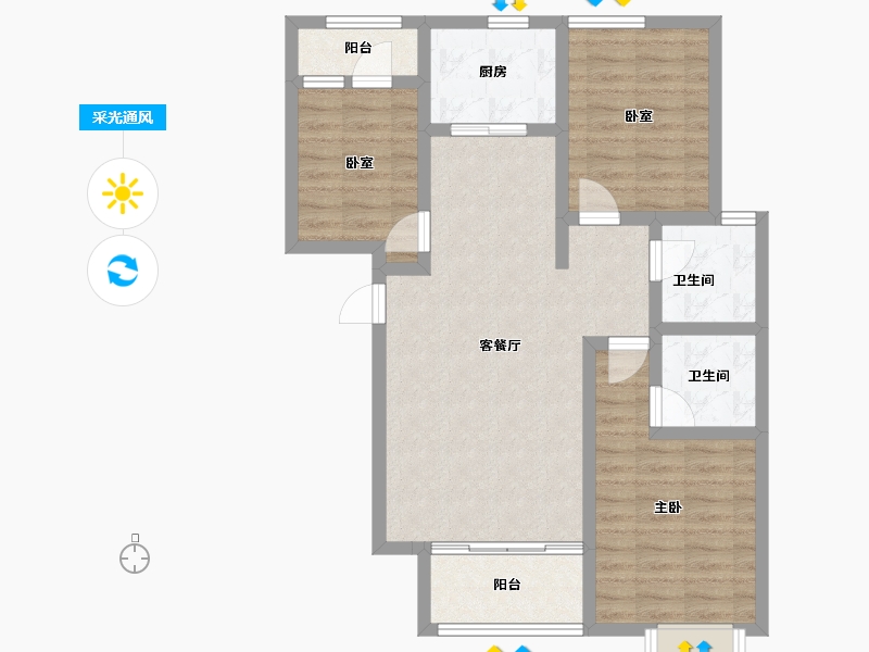 河北省-邢台市-瀚业紫御澜湾-80.72-户型库-采光通风