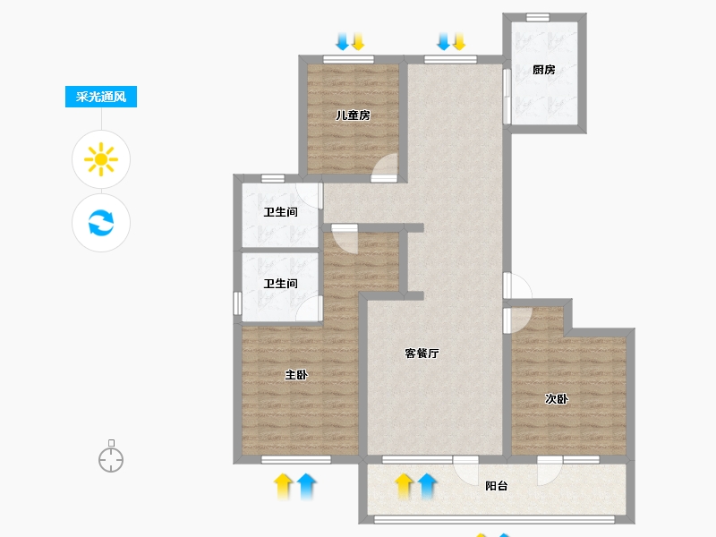 山东省-青岛市-融创澜山壹號-114.40-户型库-采光通风