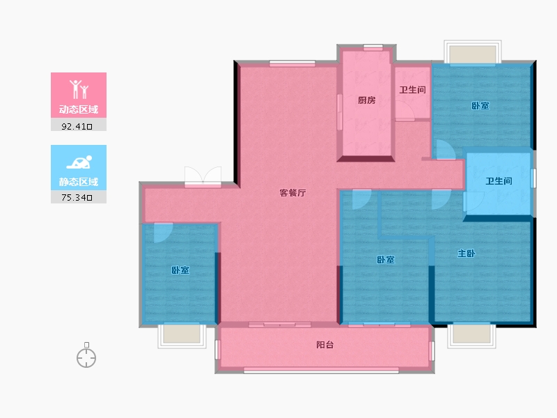 江苏省-苏州市-云樾兰庭-152.53-户型库-动静分区