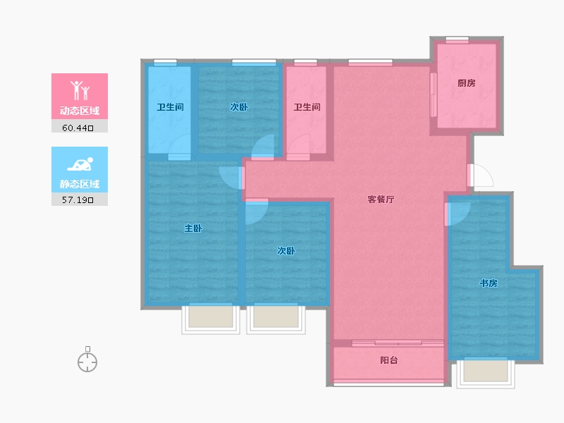 河北省-邢台市-滨河上智家园-104.42-户型库-动静分区