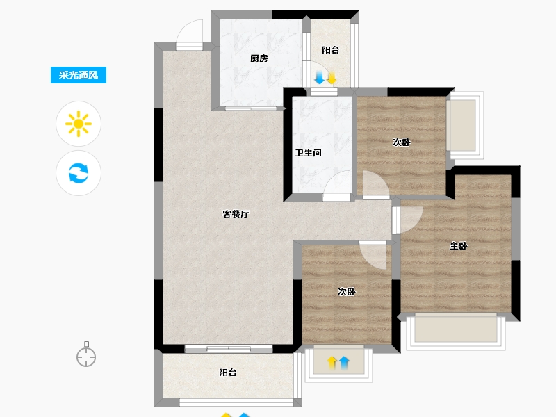 广西壮族自治区-柳州市-恒大珺睿府-76.00-户型库-采光通风