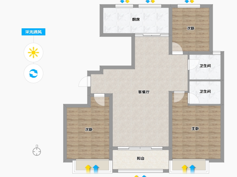 山东省-枣庄市-福佑嘉园西区-98.65-户型库-采光通风