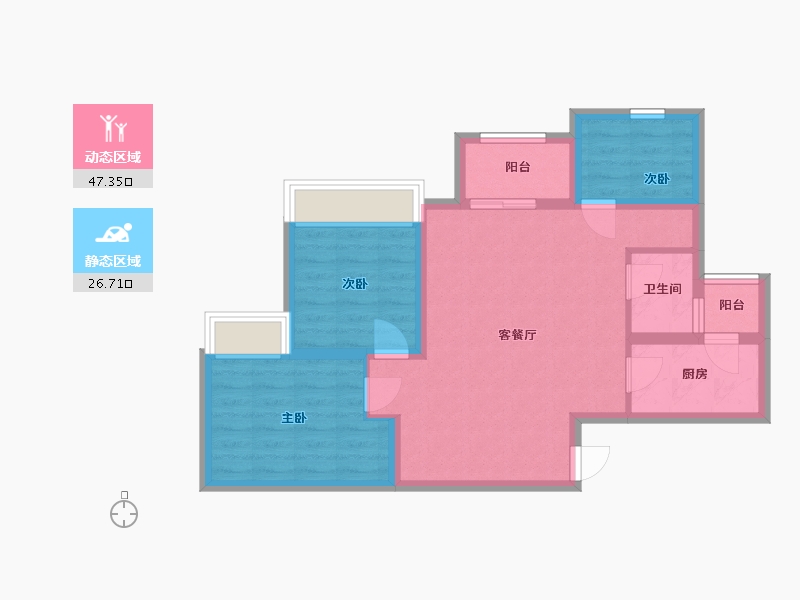 重庆-重庆市-鲁能领秀城四街区-北区-68.00-户型库-动静分区