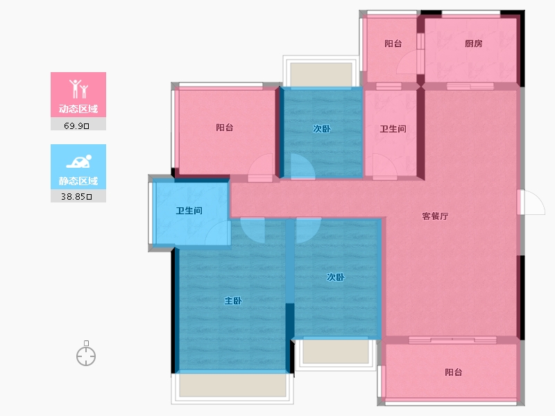 广东省-珠海市-奥园海泉华庭-96.80-户型库-动静分区