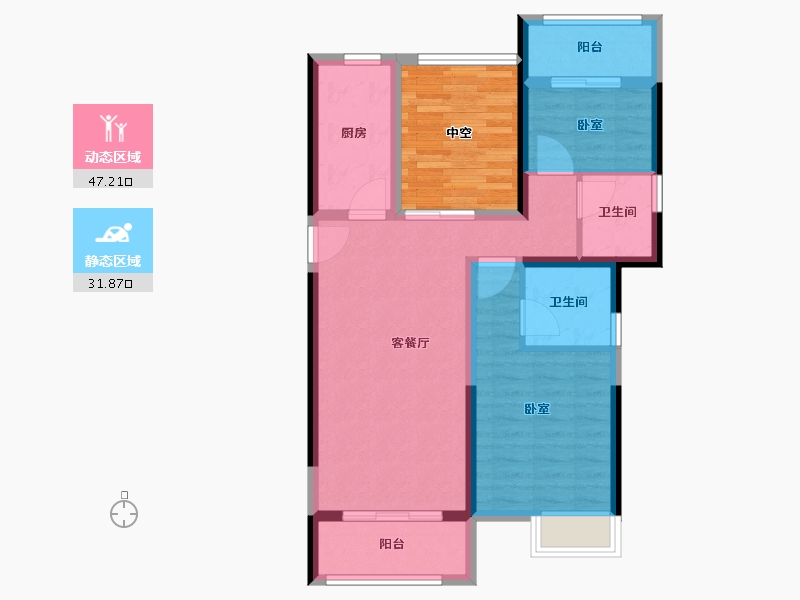 福建省-漳州市-经发湖畔首府-70.41-户型库-动静分区