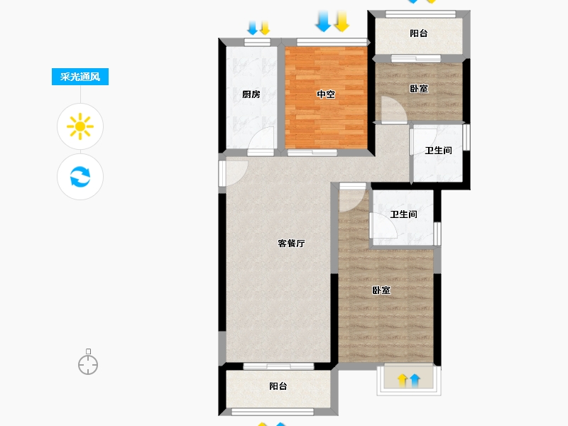 福建省-漳州市-经发湖畔首府-70.41-户型库-采光通风