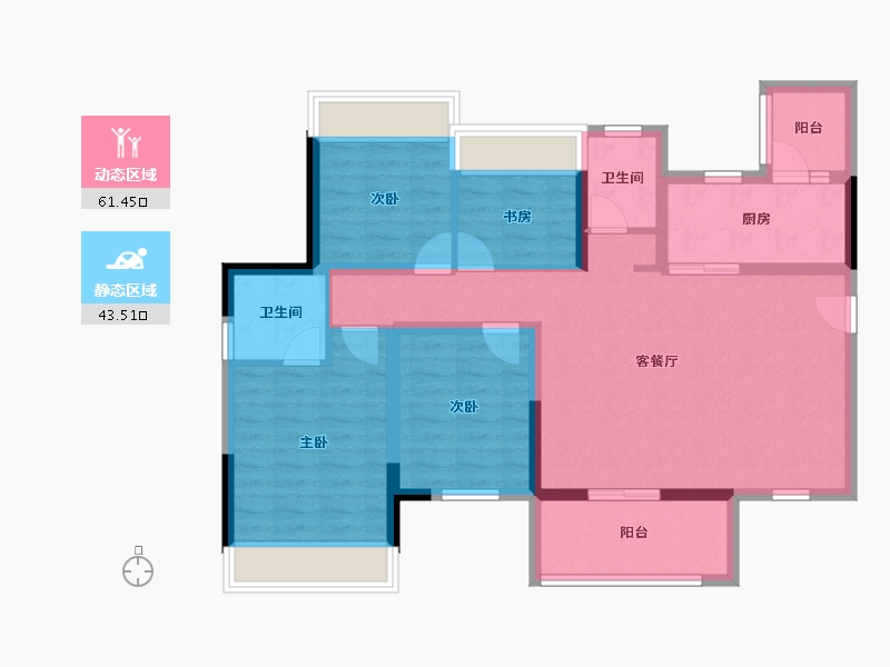 四川省-遂宁市-绿地·遂宁1958文创产业项目-92.97-户型库-动静分区