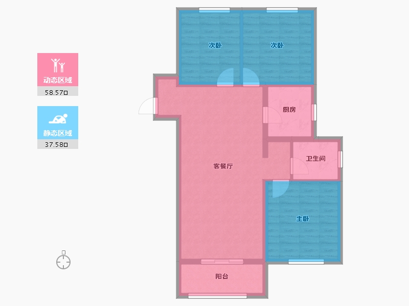 河北省-邢台市-旭阳学府西区-86.40-户型库-动静分区