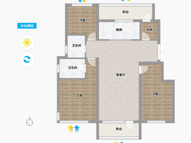 黑龙江省-哈尔滨市-华润置地崑崙御-101.60-户型库-采光通风