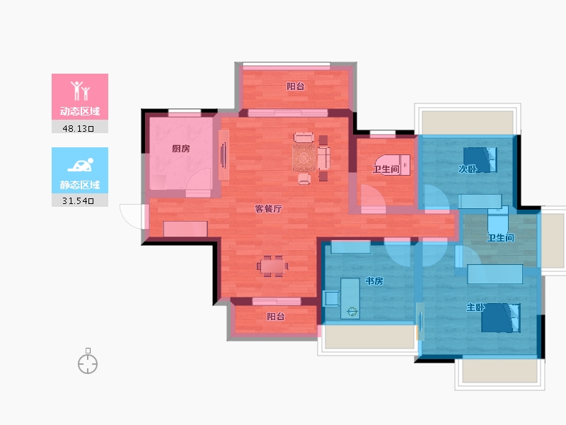 广东省-韶关市-欧浦御龙湾-68.88-户型库-动静分区