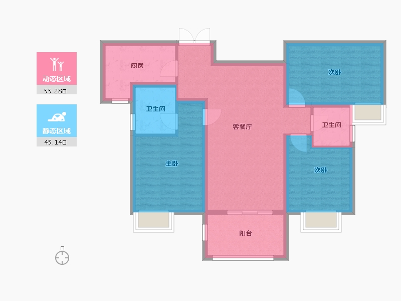 湖北省-武汉市-武汉城建电建汤湖观筑-89.65-户型库-动静分区