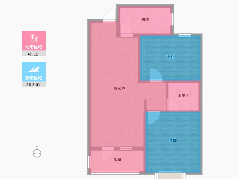 河北省-廊坊市-荣盛·阿尔卡迪亚·兰亭苑-67.44-户型库-动静分区