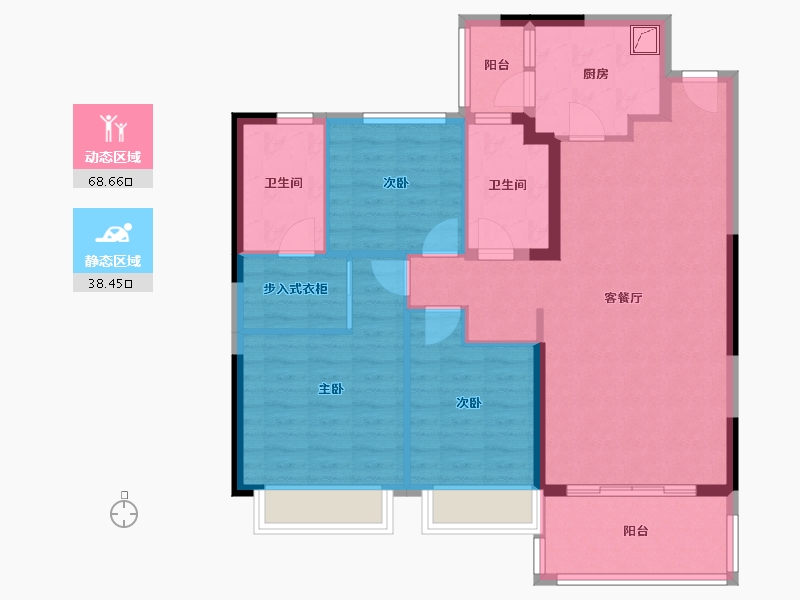 浙江省-绍兴市-嵊州恒大越府-96.00-户型库-动静分区