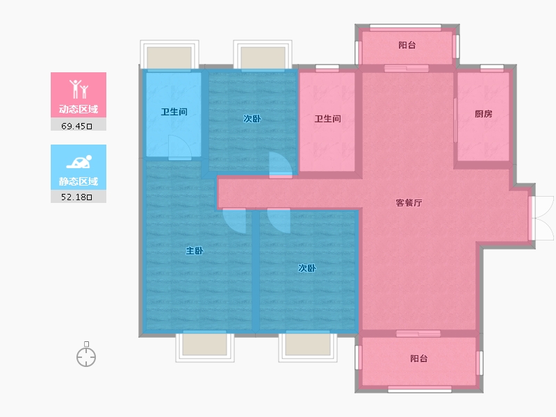 湖北省-武汉市-武汉城建电建汤湖观筑-108.74-户型库-动静分区