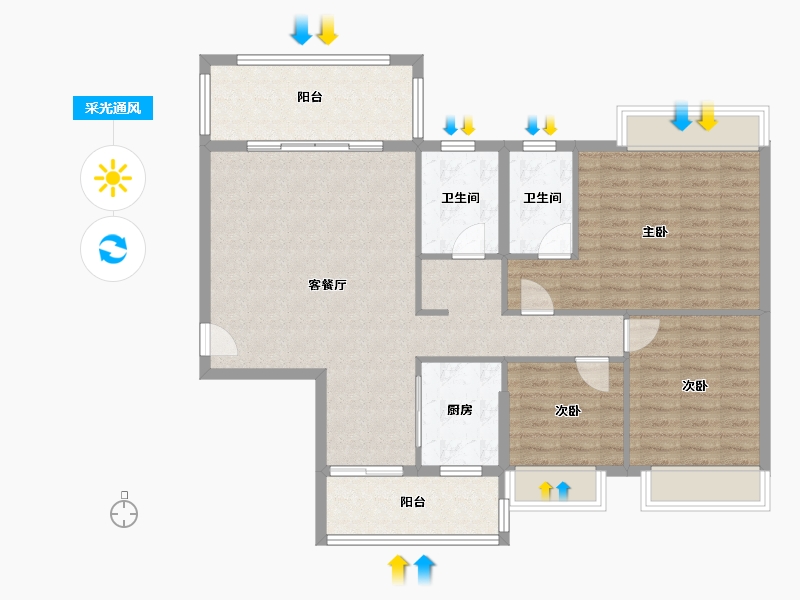 广东省-阳江市-浩大岭南新邨-104.80-户型库-采光通风