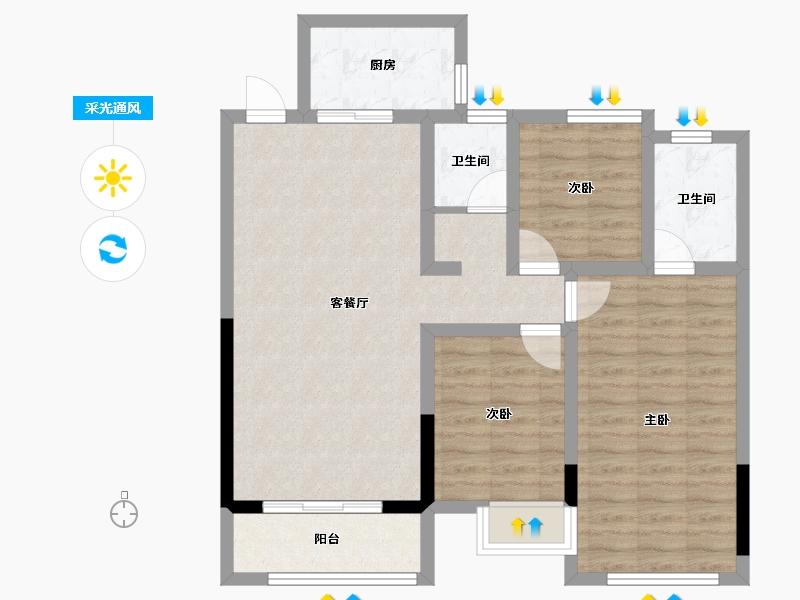 湖北省-黄石市-莲花湖·東景城-83.40-户型库-采光通风