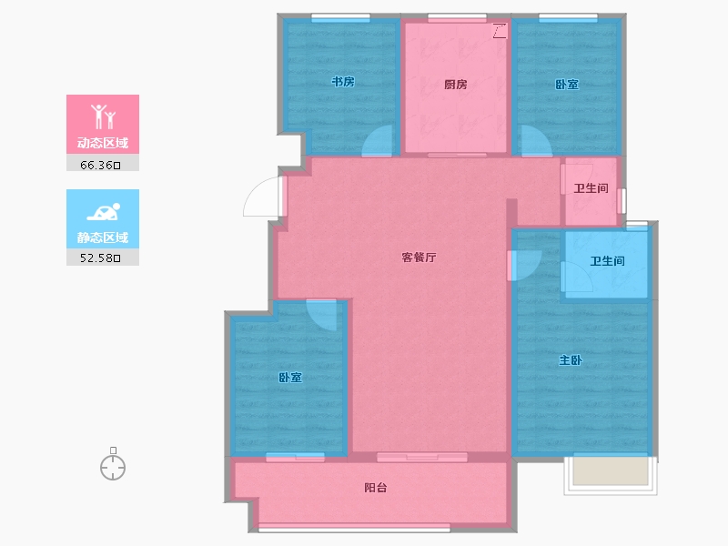 安徽省-六安市-众安玖珑府-107.21-户型库-动静分区