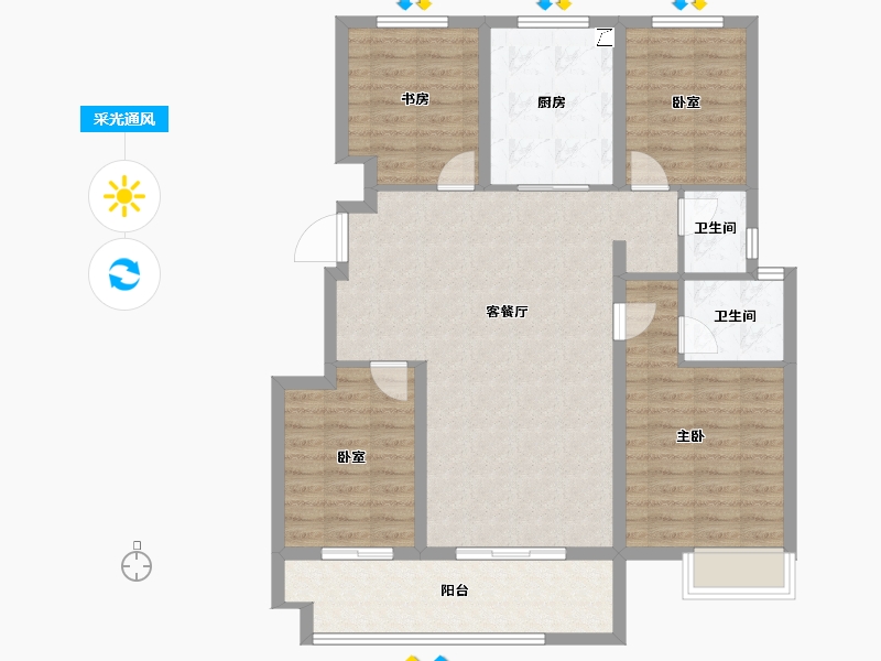 安徽省-六安市-众安玖珑府-107.21-户型库-采光通风