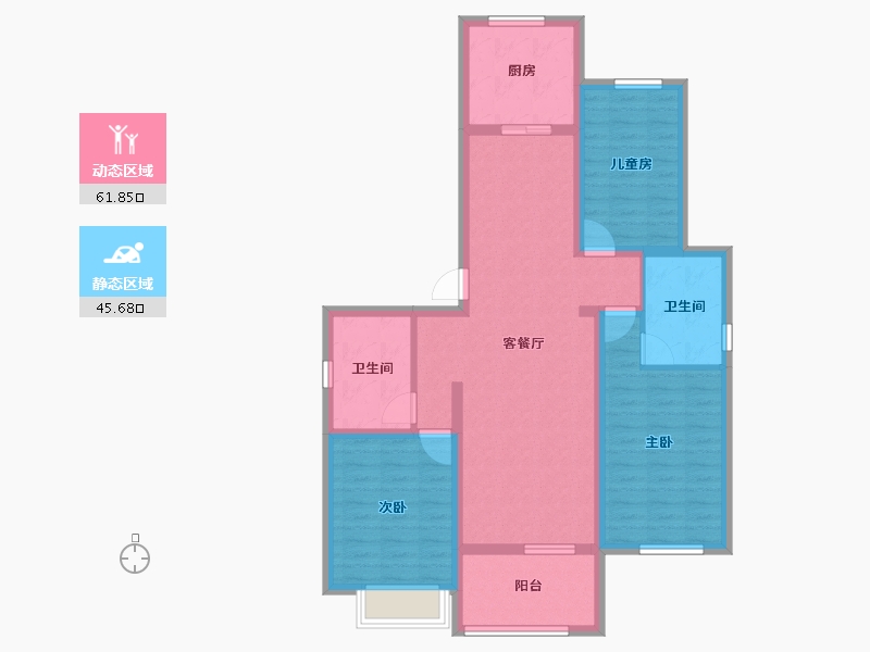 山东省-青岛市-融创澜山壹號-95.20-户型库-动静分区