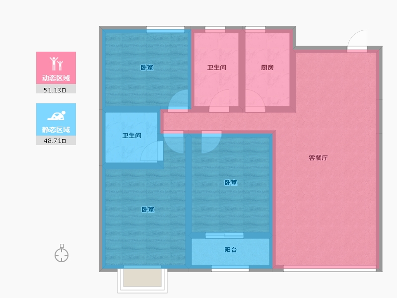 河北省-邢台市-滨河上智家园-87.79-户型库-动静分区