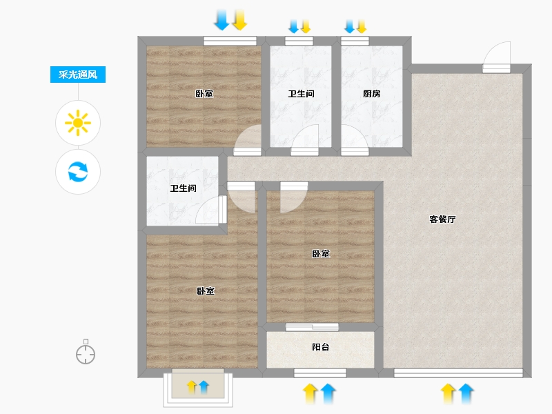 河北省-邢台市-滨河上智家园-87.79-户型库-采光通风