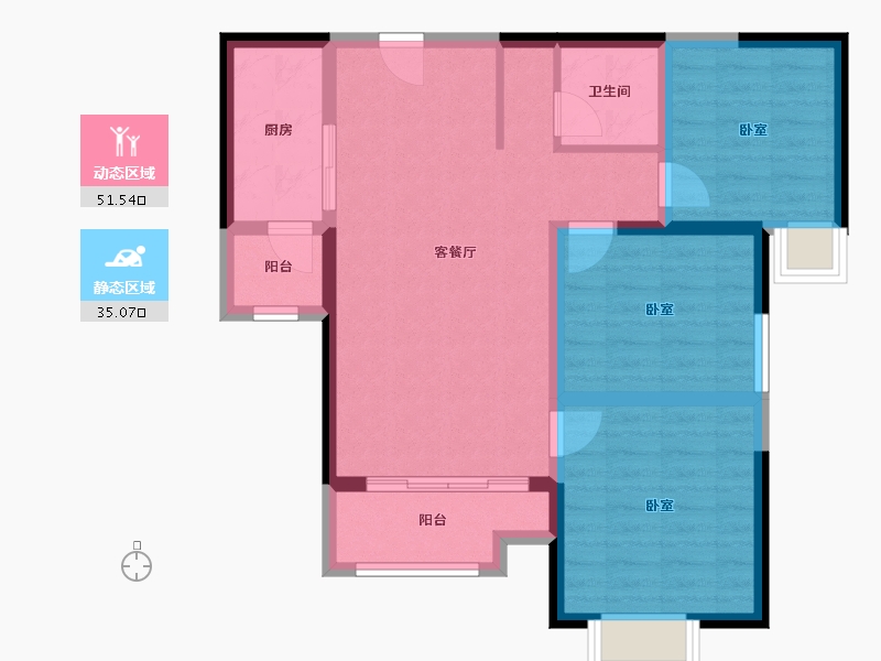 陕西省-渭南市-卓延·漫泉星城-76.93-户型库-动静分区