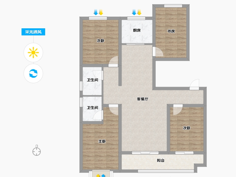 山东省-潍坊市-贵隆华府-102.97-户型库-采光通风