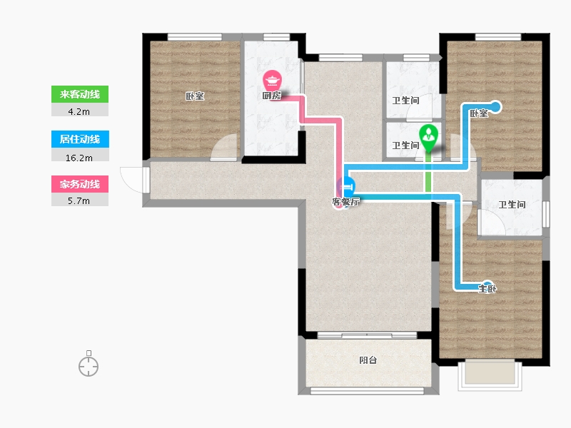 河南省-许昌市-圣帝金苑凯旋宫-107.20-户型库-动静线