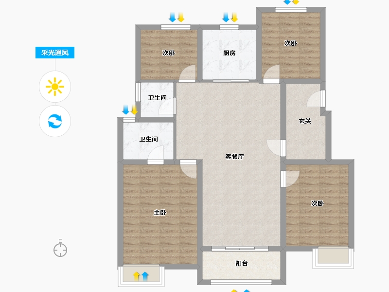 山东省-德州市-东城壹号院-106.35-户型库-采光通风