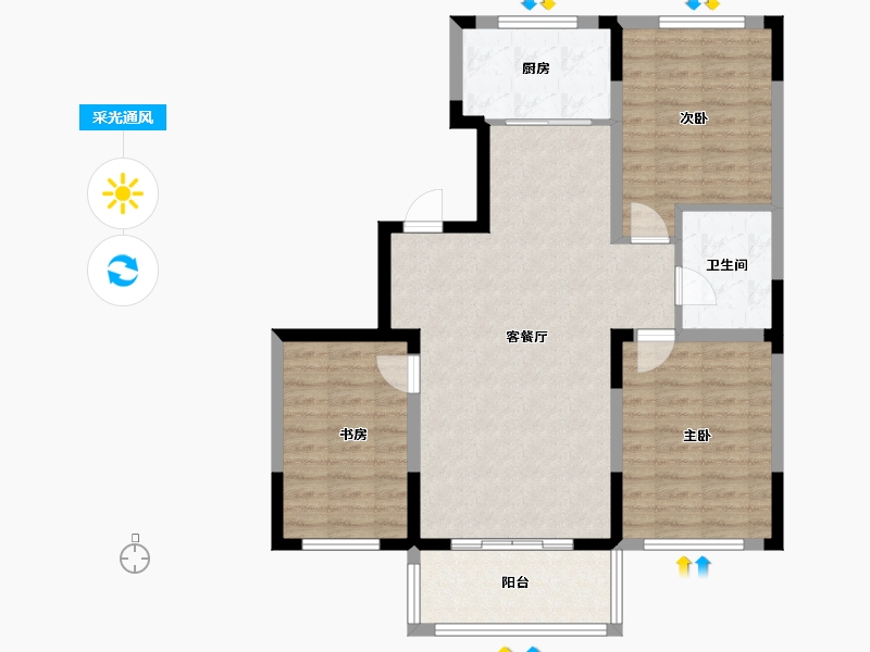 辽宁省-盘锦市-蓝色康桥K区·朗润园三期-87.36-户型库-采光通风