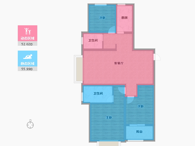 山东省-青岛市-海信观澜住宅-96.00-户型库-动静分区